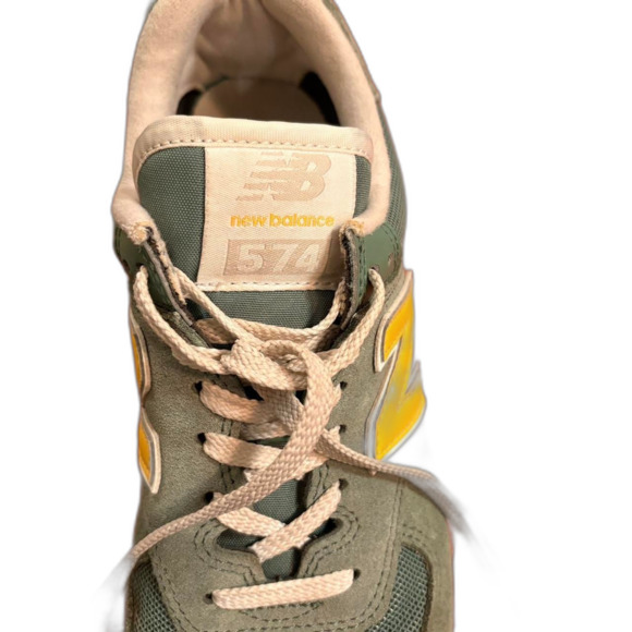 New Balance 574 Women's Mallard Green Yellow White Trainers Size 6.5 - Picture 7 of 8